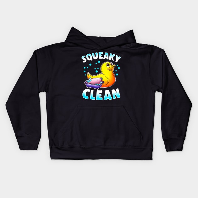 Cute Squeaky Clean Rubber Duck Bath Time Duckling Kids Hoodie by theperfectpresents